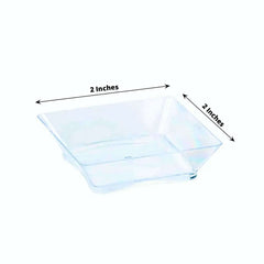 50-Pack Appetizer Plates Modern Square Design Clear - Plastic Disposable Bowls for Desserts 2"
