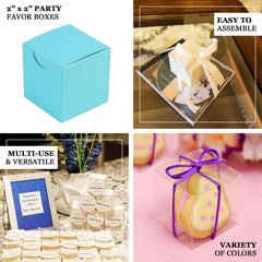 25 Pack 2" Easy-To-Assemble Clear PVC Party Favor Candy Gift Boxes