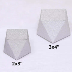 25 Pack 2"x3" Geometric Silver Glitter Wedding Favor Candy Gift Box