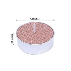 9-Pack Tealight Candles Metallic Rose Gold Textured Design - Unscented Dripless Wax for Events
