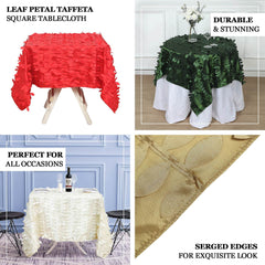 Taffeta 54"x54" Square Tablecloth Champagne 3D Leaf Petal Table Cover