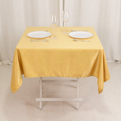 Lamour Satin 54"x54" Square Tablecloth Champagne - Durable & Silk-Like Table Cover
