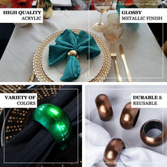 4 Pack Shiny Metallic Silver Acrylic Napkin Rings