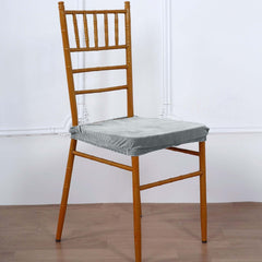 Velvet Chair Cushion Protector Stretch with Tie for Dining Chairs Dusty Blue - Durable Cover for Formal Gatherings