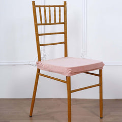Velvet Chair Cushion Protector Stretch with Tie for Dining Chairs Dusty Rose - Durable Cover for Formal Gatherings