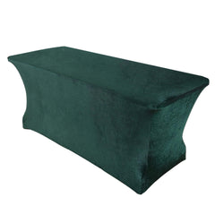 Velvet Spandex 6ft Rectangle Tablecloth Hunter Emerald Green - Fitted Wrinkle-Free Design for 72"x30" Tables