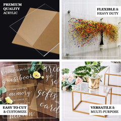 2-Pack Acrylic Plexiglass Sheets Rectangular Side Plates Clear - Protective Film Coating 32"x11"