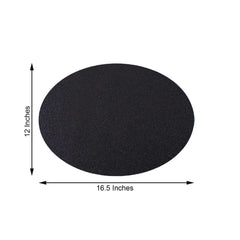 6-Pack Placemats Glitter Design Black Sparkle Oval - Non-Slip Decorative Table Mats for Dining 12"x18"