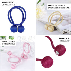 2 Pack Champagne Magnetic Curtain Tie Backs For Window Drapes and Backdrop Panels