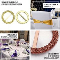20 Pack Diamond Round Chair Sash Band Buckle Pins Royal Blue - Timeless Rhinestone Napkin Rings 2.5"