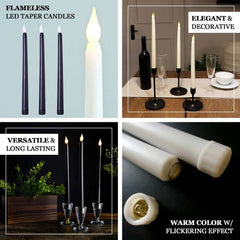 3-Pack LED Decorative Lighting Warm Flickering Silver - Flameless Taper Candles 11"