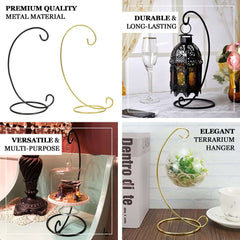 2-Pack Metal Air Plant Terrarium Stand Hanging Ornament Display Holder Gold 10" - Stylish Decor for Tables & Gatherings