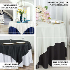 Polyester 90"x90" Table Overlay Square Tablecloth White - Wrinkle-Resistant & Durable Table Cover for Events