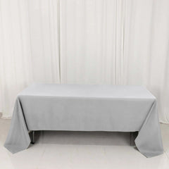Premium Polyester 60"x126" Rectangle Tablecloth Silver - Stain-Resistant 220GSM Finish Table Cover
