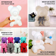 12" DIY White 3D Modeling StyroFoam Bear, Polystyrene Craft Foam Animal