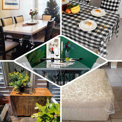 Vinyl Tablecloth Clear Eco-Friendly Rectangle - Reliable PVC Tablecloth 54"x72" 10 Mil Thick