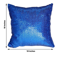 2 Pack 18"x18" Sequin Throw Pillow Cover, Decorative Cushion Case - Square Royal Blue Sequin