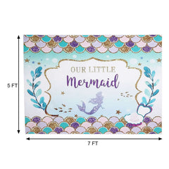 5ftx7ft "Our Little Mermaid" Print Vinyl Photo Shoot Backdrop