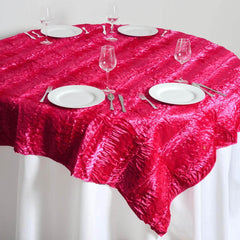 Satin 72"x72" Table Overlay Fuchsia - Crushed 3D Wavy Table Topper