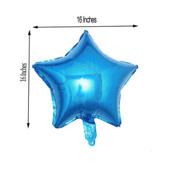 2 Pack 16" 4D Royal Blue Star Mylar Foil Helium or Air Balloons