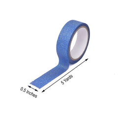 5 Pack 0.5"x5 Yards Royal Blue Washi DIY Craft Glitter Tape