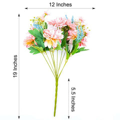 2 Bushes Blush Blue Artificial Silk Dahlia Flower Bouquet Spray