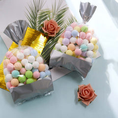 100 Pcs 4"x9" Clear Silver Gift Goodie Candy Treat Bags and Twist Ties