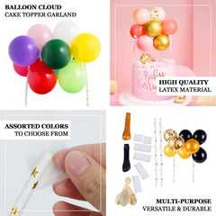 11 Pcs Balloon Cake Topper Clear, Gold, Red and White - Whimsical Clustered Mini Garland Cake Inserts DIY Party Decorations