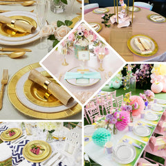 25-Pack Paper 8" Round Dessert Plates in Metallic Gold Sunray Design - Disposable Heavy Duty 350GSM Appetizer Salad Plates