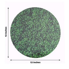 6-Pack Disposable Table Placemats in Green Boxwood Leaf Print - 700GSM Cardboard Placemats for Forest & Garden Theme Party Decor 13"