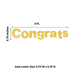 3ft Gold Glittered Congrats Paper Hanging Garland Banner Party Decor