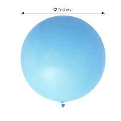 2 Pack 32" Large Matte Pastel Light Blue Helium Air Premium Latex Balloons