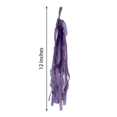 12 Pack Pre-Tied Purple Tissue Paper Tassel Garland With String, Hanging Fringe Party Streamer Backdrop Decor