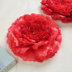 Set of 6 Red Giant Carnation 3D Paper Flowers Wall Decor - 12",16",20"