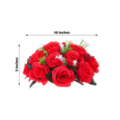 2 Pack Red Silk 15-Head Rose Flower Balls For Centerpieces - 10", Artificial Kissing Ball Floral Arrangements