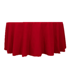 Cotton Blend 120" Round Tablecloth Red - Seamless Wrinkle-Resistant Table Cover