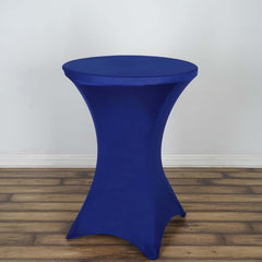 Spandex 24"-32" Round Cocktail Table Cover Royal Blue - Easy to Maintain Stretch Fitted Highboy Tablecloth