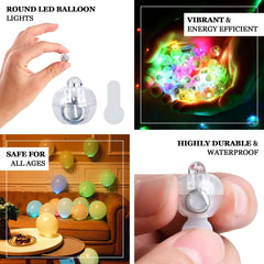 50-Pack LED Mini Balloon Lights Round Warm White - Waterproof Battery Operated Balls 0.5"