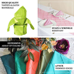 5 Pack Navy Blue Pintuck Satin Cloth Dinner Napkins, Wrinkle Resistant 17"x17"