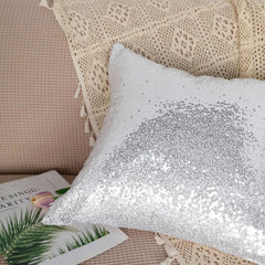 2 Pack 18" Silver Sequin Decorative Square Throw Pillow Cover