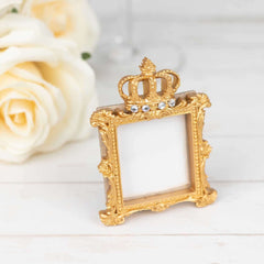 4-Pack Picture Frames Gold Resin Royal Crown Design Square - Baroque Wedding Place Card Holders & Party Favors 3.5"