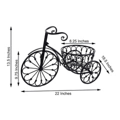 Tricycle Planter Basket Black Decorative Design - Metal Indoor/Outdoor Plant Stand 22"
