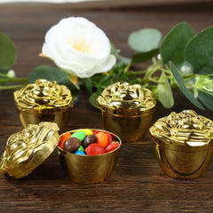 20-Pack Plastic Fillable Mini Candy Container in Vintage Rose Style Gold with Lids - Stylish Candy Treat Favor Boxes 2"