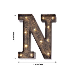 LED Marquee Letter "N" Industrial Style Antique Black - Light-Up Alphabet Sign for Weddings & Displays 9"