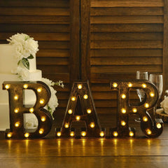 LED Marquee Letter "B" Industrial Style Antique Black - Light-Up Alphabet Sign for Weddings & Displays 9"