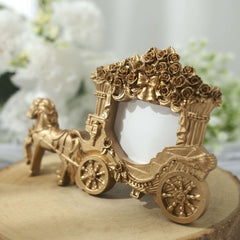 Picture Frame Resin Horse Carriage Design Gold - European Style Place Card Holder & Wedding Party Favor 7"