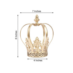 Metal Royal Crown Cake Topper Gold - Stunning Cake Centerpiece Decoration with Intricate Fleur-De-Lis Sides for Glamorous Events & Special Occasions 8"