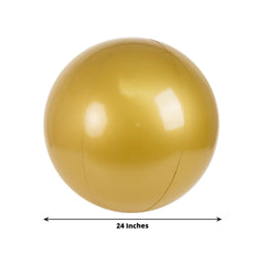 2 Pack 24" Inflatable Gold Decorative Balls - Round Vinyl Pool and Party Balls, Lightweight & Fun