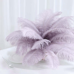 12 Pack 13"-15" Violet Amethyst Natural Plume Real Ostrich Feathers, DIY Centerpiece Fillers