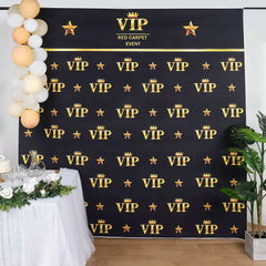 8ftx8ft VIP Red Carpet Event Gold Crown Star Hollywood Vinyl Photography Backdrop - Black Gold